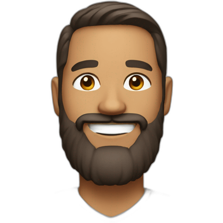 Personal coach with beard earrings pretty smile oval face and right side parting emoji