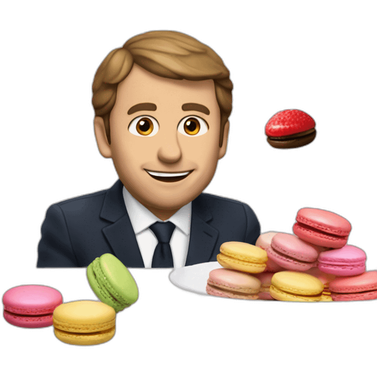 Macron qui mange des macarons emoji