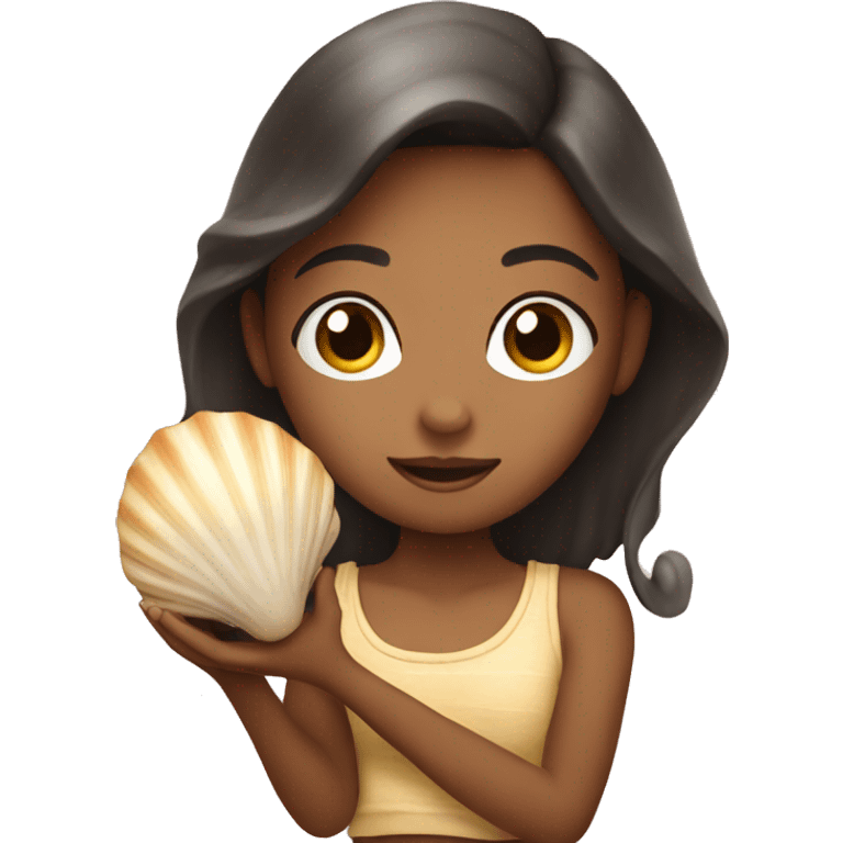 Girl holding a seashell emoji