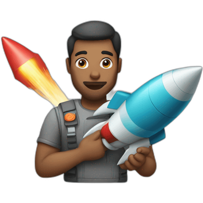 man with rocket in his hand emoji