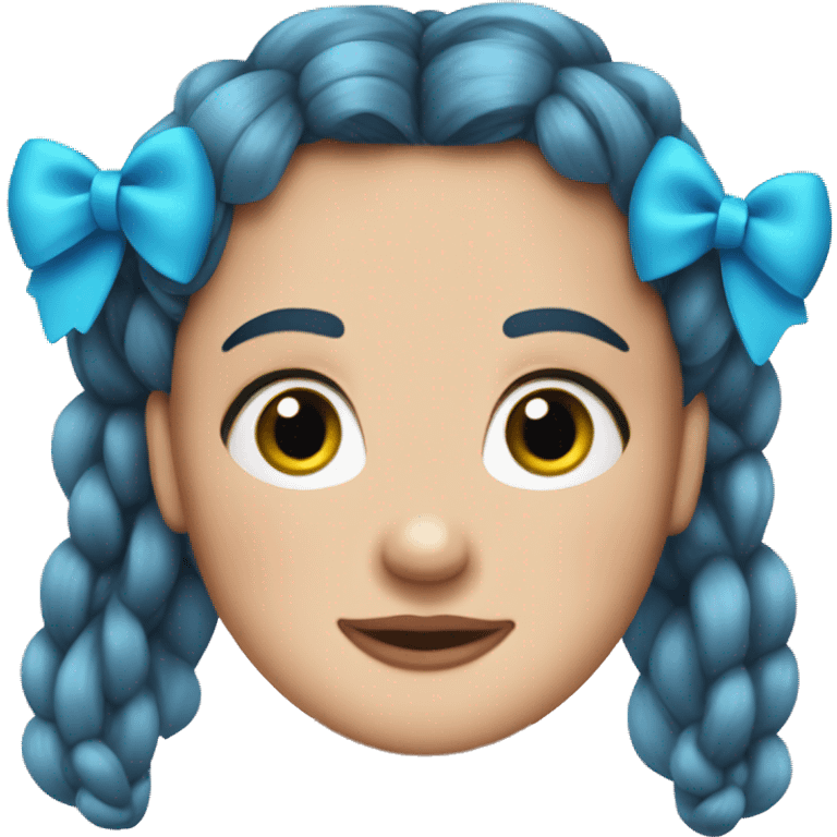 head Dorothy from wizard of oz with two blue hair bows on each braid emoji