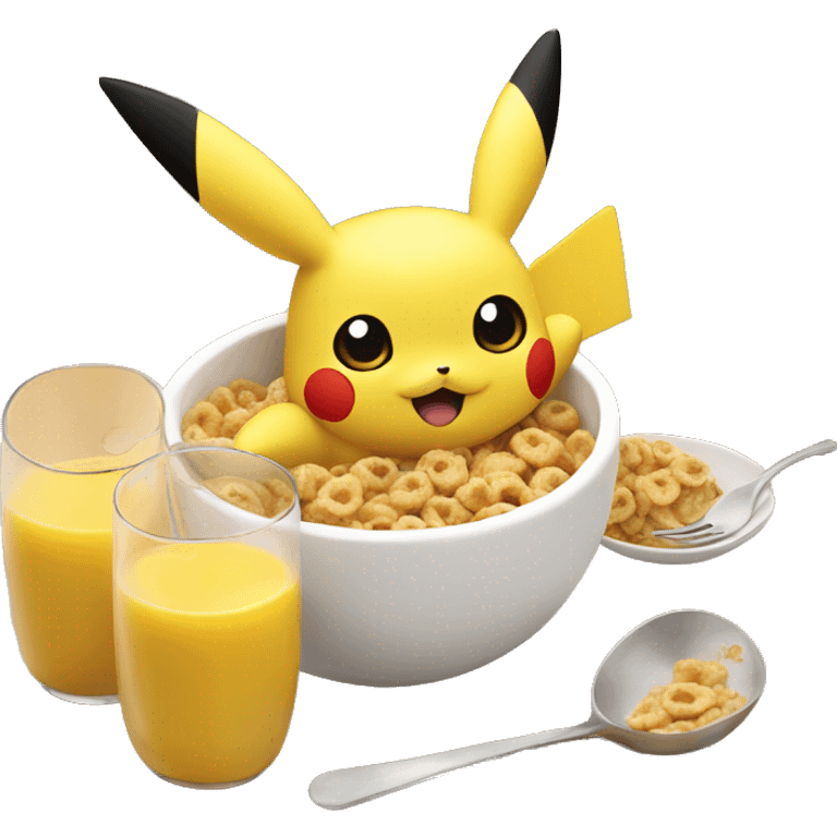 pikachu serves cereal for breakfast  emoji