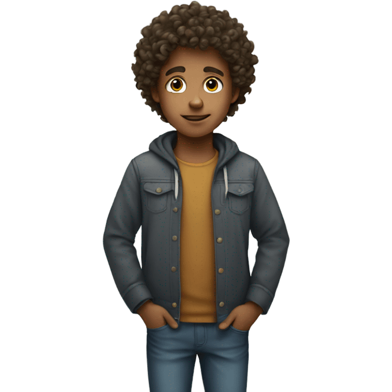 a boy with curly hair standing emoji