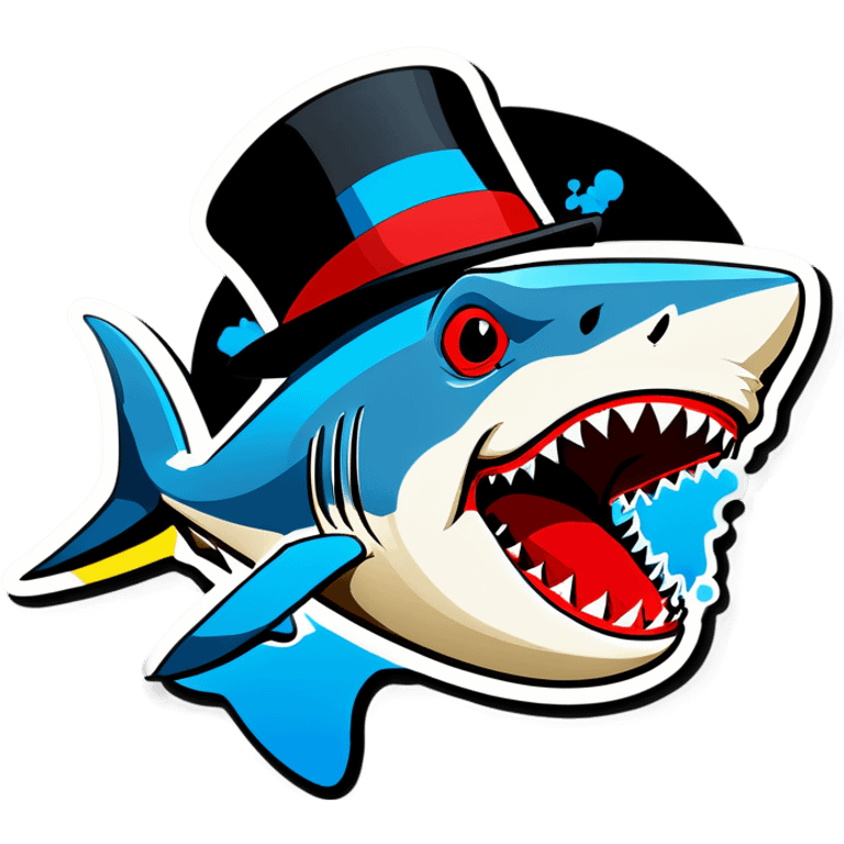 Shark with a top hat emoji