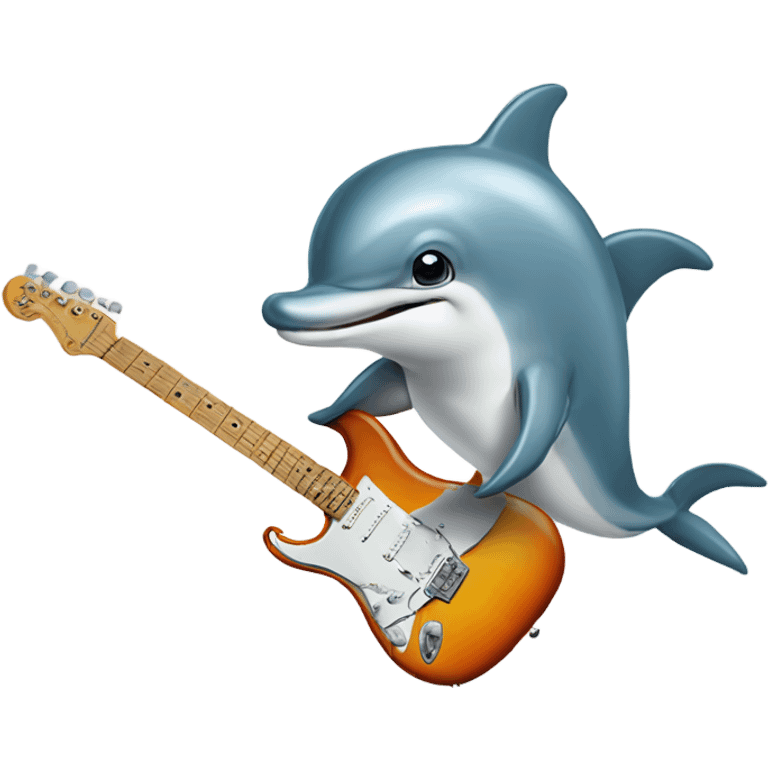 Dolphin playing a Fender Stratocaster emoji