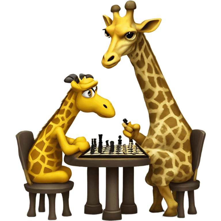 Giraffe playing chess with Wario emoji