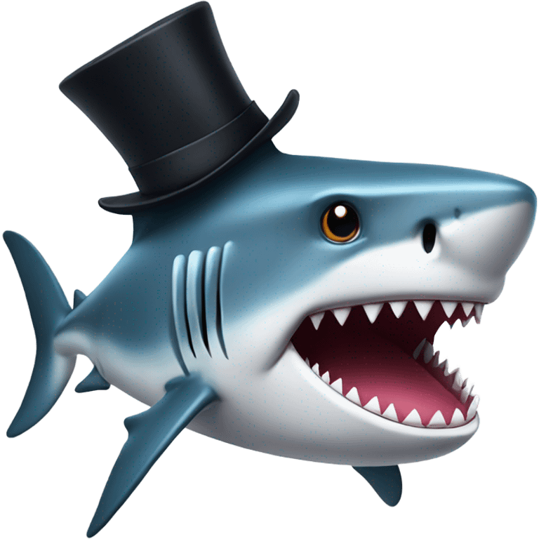 Shark with a top hat emoji