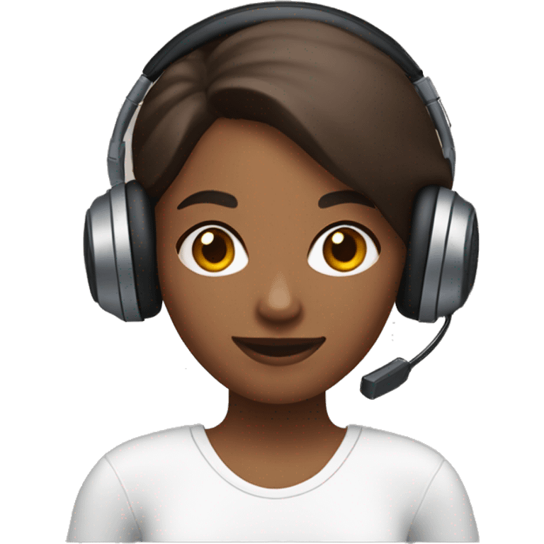 Brown woman with gaming headphones holding a PlayStation 4 controller in her hands  emoji