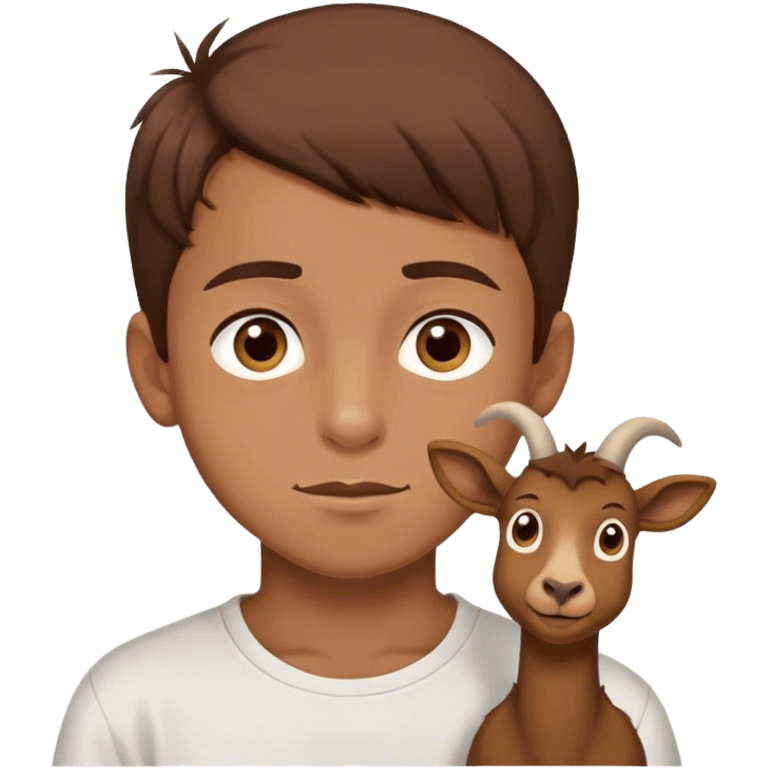 boy with brown hair and brown eyes and a goatie saying the word „poki“ emoji