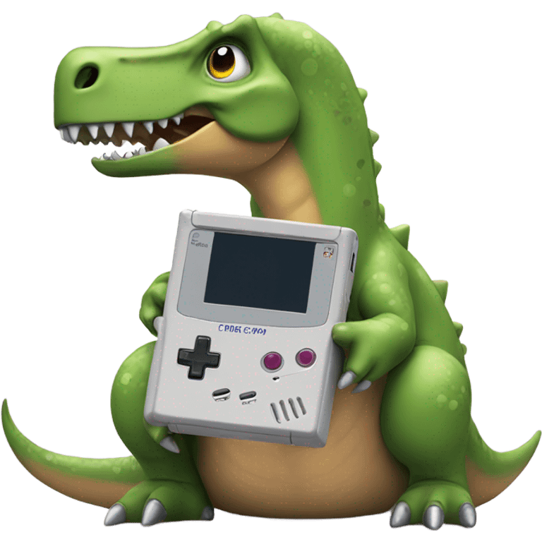 Dinosaur with game boy emoji