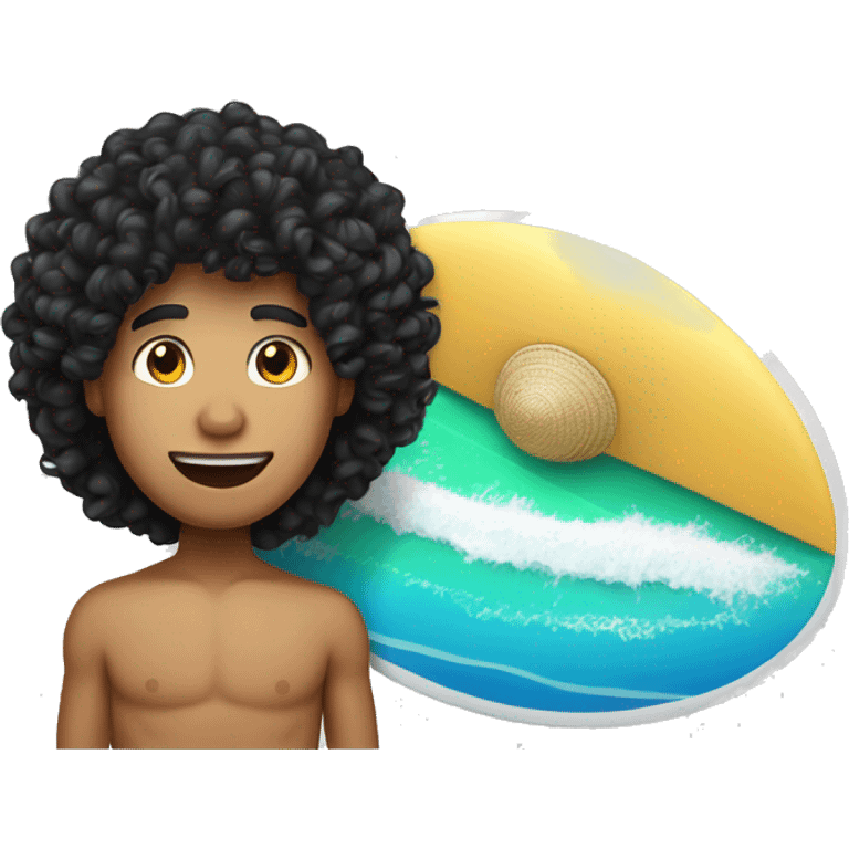 curly black hair light skin surfer with a sombrero  emoji