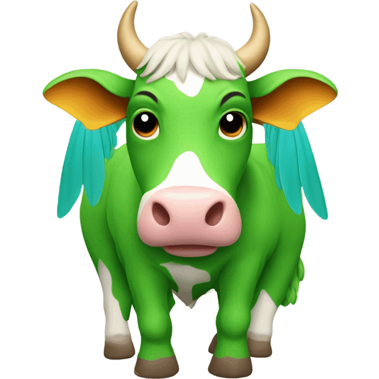 Cow with wings are green emoji