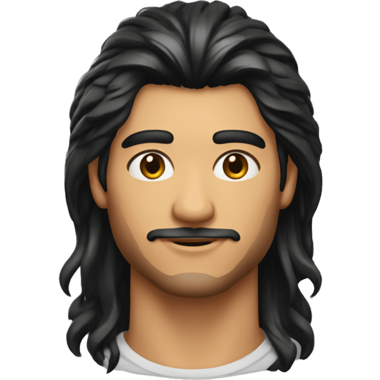 persona hombre, de piel morena clara, con corte de pelo mullet corto y buzo negro  emoji