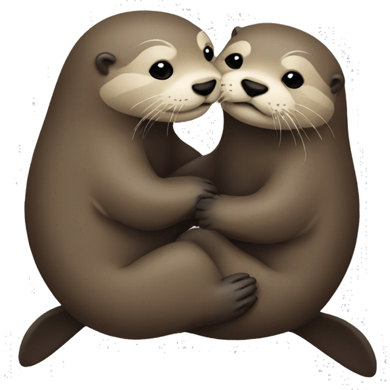 Two otters hugging  emoji