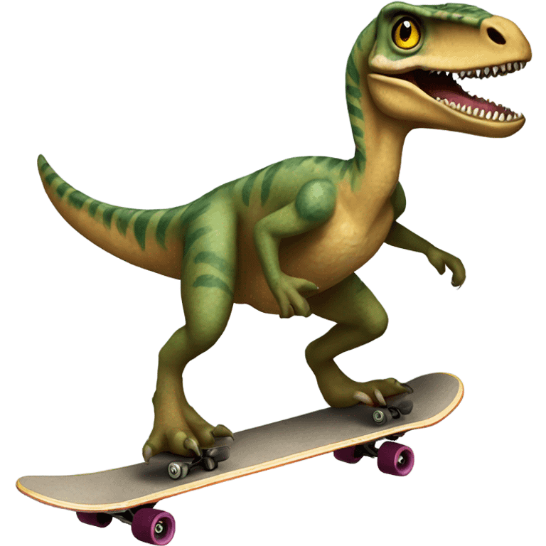 Velociraptor doing an Ollie on a skateboard  emoji