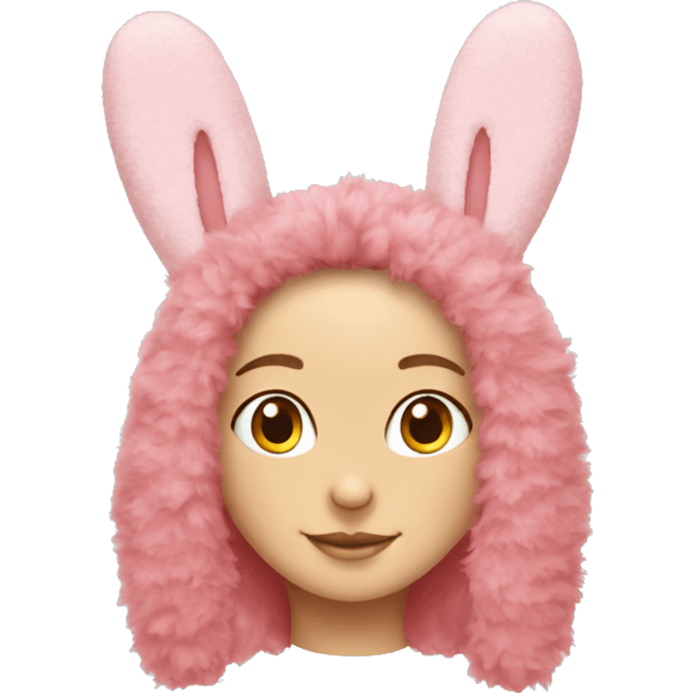 Pink fluffy bunny ears headband emoji