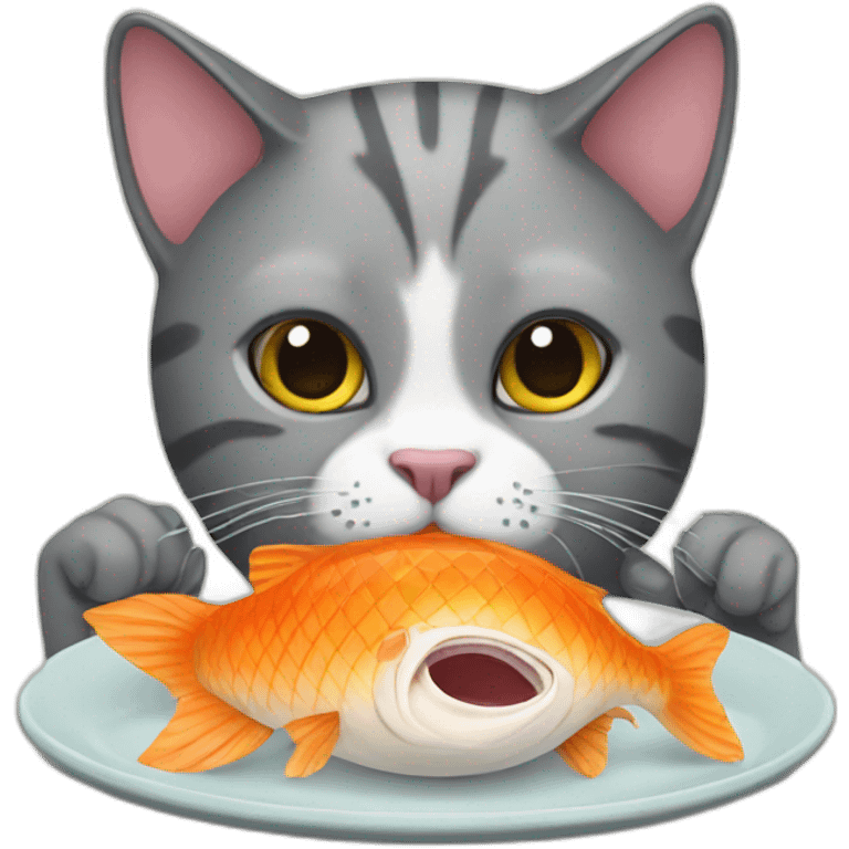 cat eating fish emoji