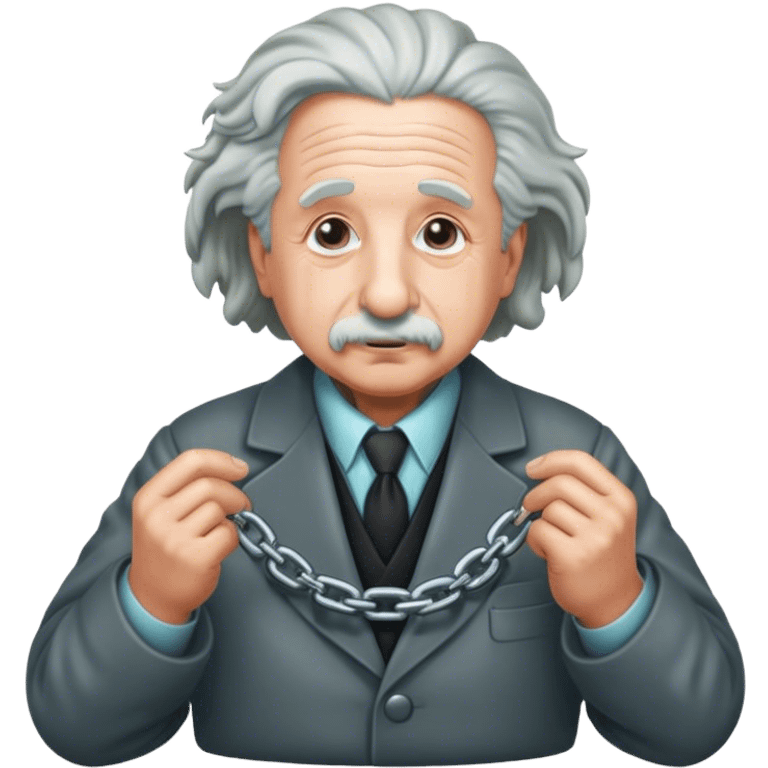 Albert einstein pulling on a chain emoji