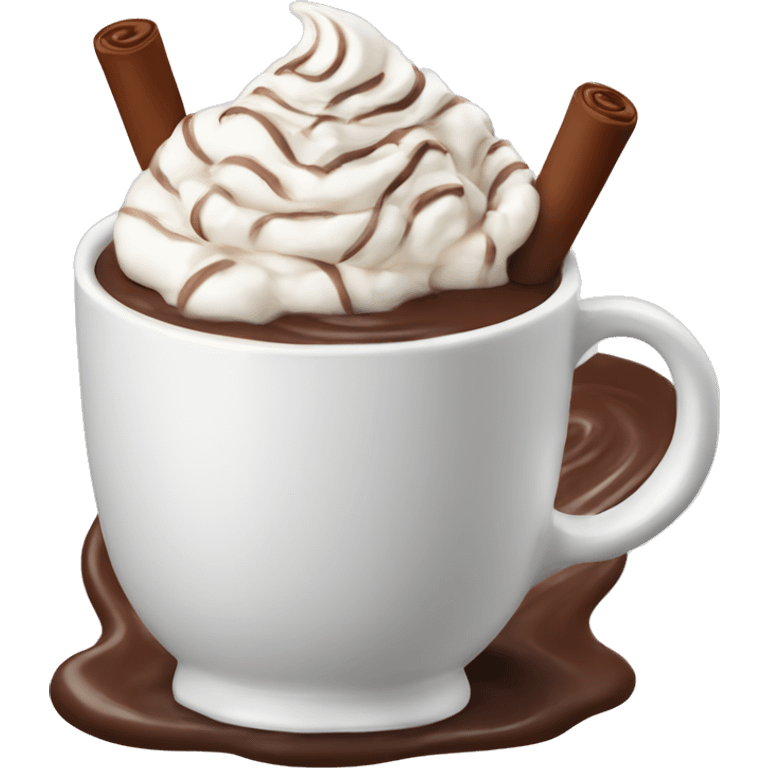 hot chocolate with whipped cream and a chocolate stick emoji