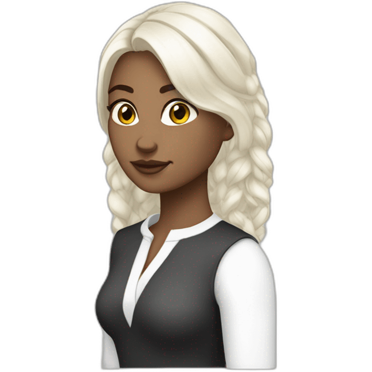 anissa la bdh blanche avec les cheveux noir lisse et long emoji