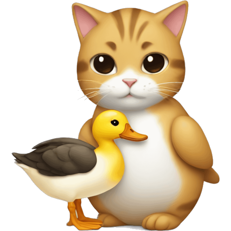 cat hugging duck emoji