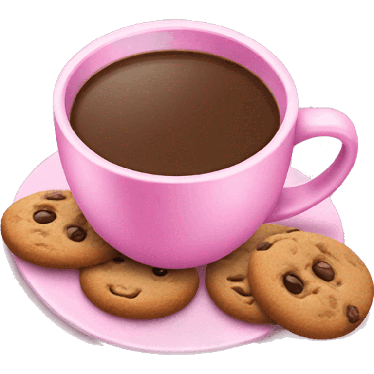 Pink coffee with cookies emoji