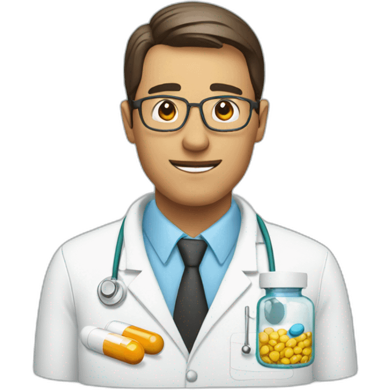 Pharmacist man with pills emoji