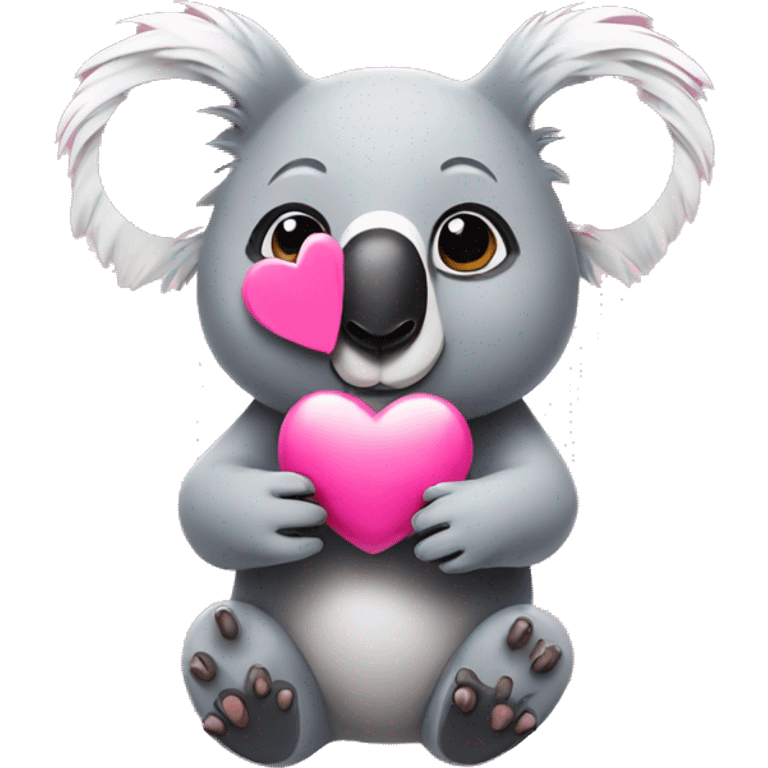 koala holding a pink heart emoji