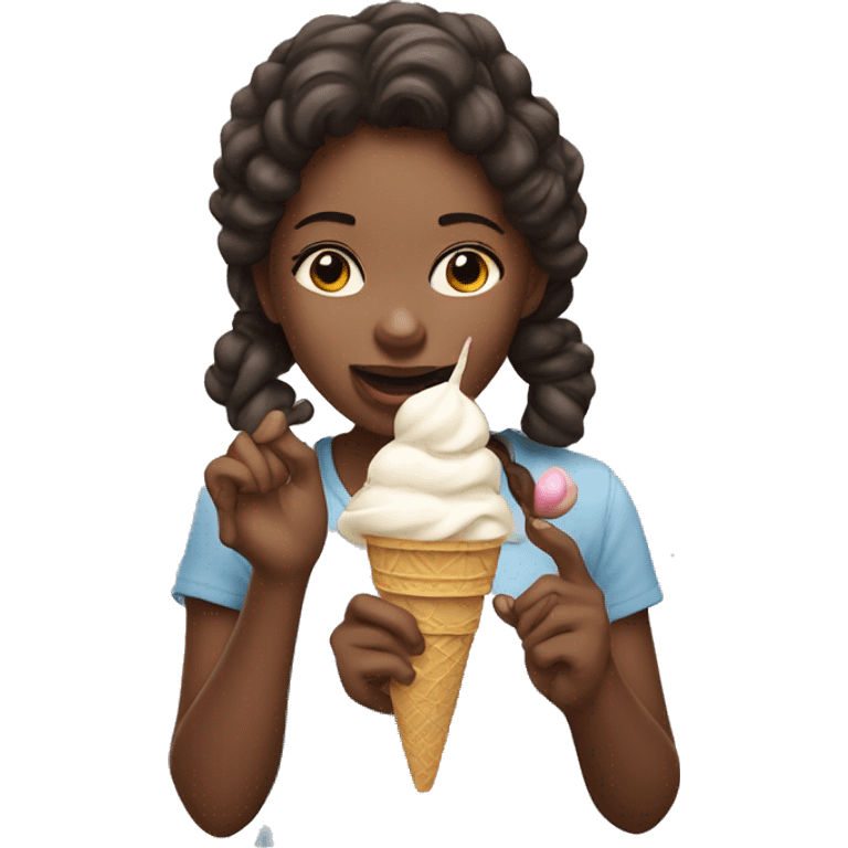 realistic girl eating ice cream emoji