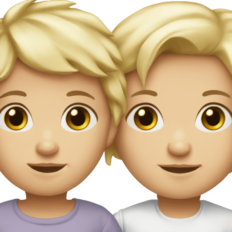 Brunette baby boy and blond baby girl emoji