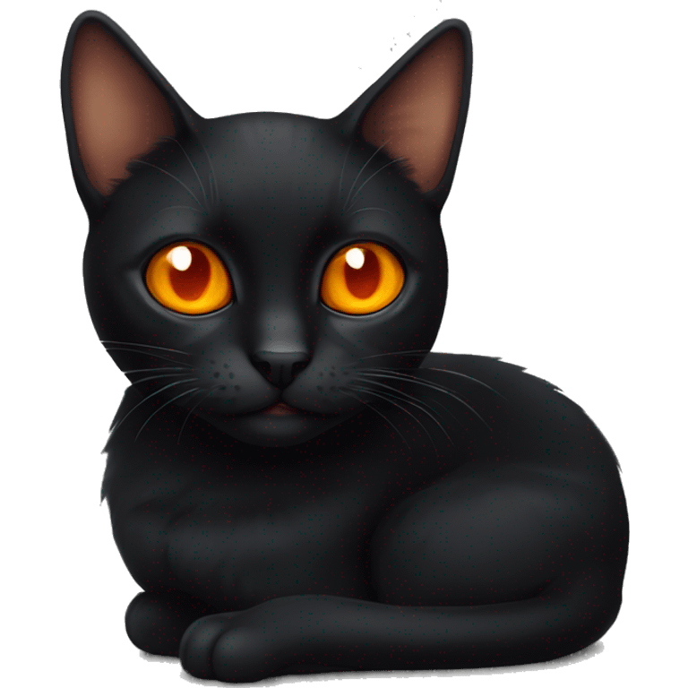 Black cat with bright orange eyes  emoji