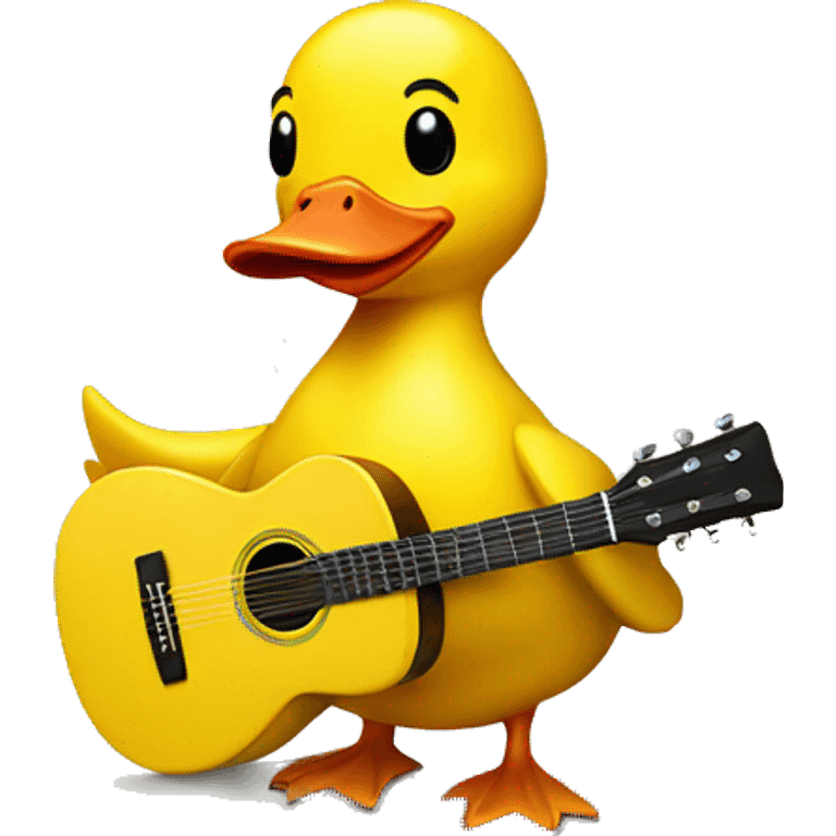 Plastic yellow duck with a guitar emoji