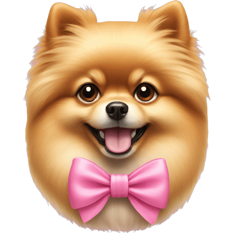 Pomeranian dog wear a pink bow  emoji