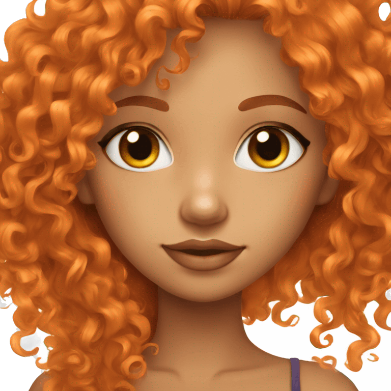 brown eyed orange curly hair girl long eyelashes  emoji