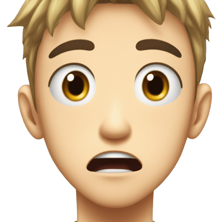 An anime character with wide eyes, open mouth, and sweat drops on their forehead. The expression should show surprise or disbelief, inspired by classic anime shock reactions. emoji