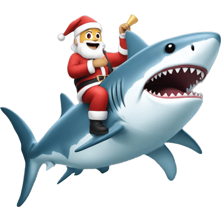 Santa riding a shark emoji