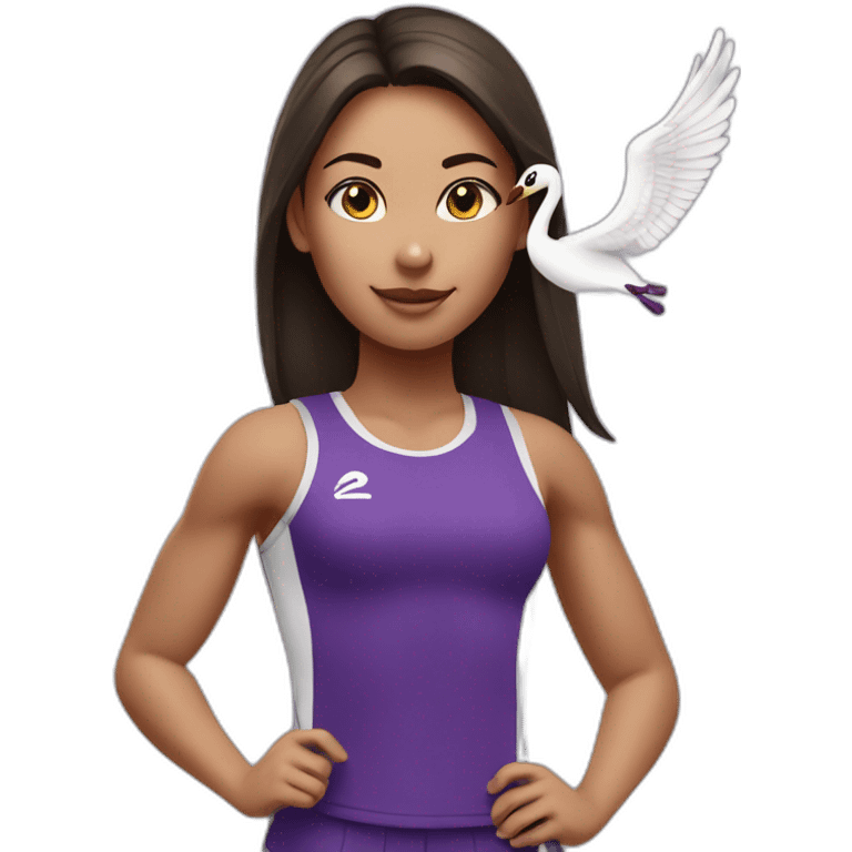 Girl Runner in purple top with swan logo emoji