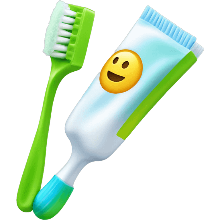 toothbrush and toothpaste side-by-sde emoji