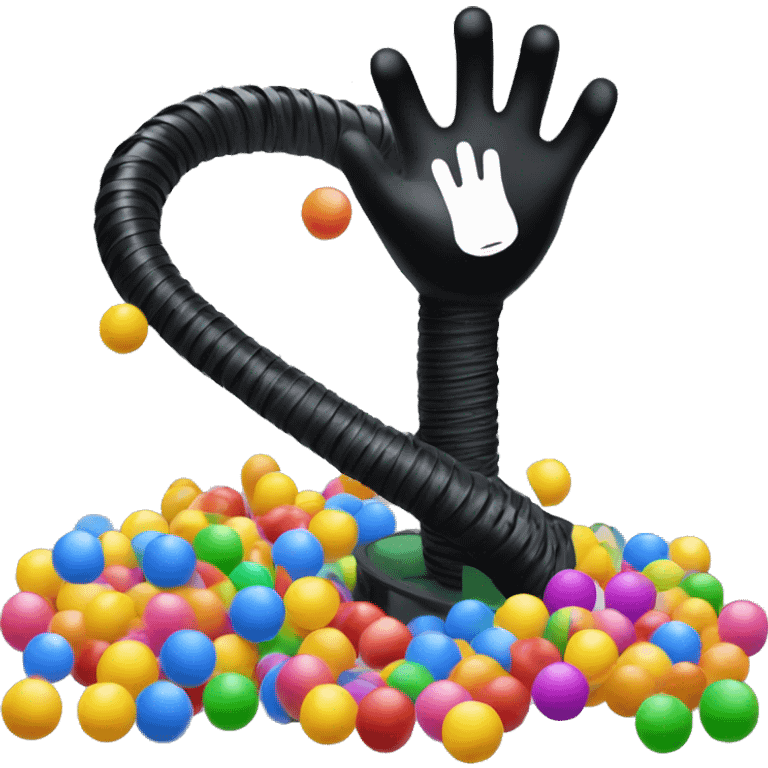 A Slinky spring arm with a black glove coming out of the ball pit emoji