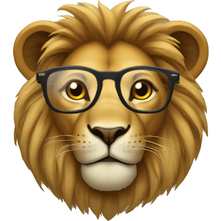 Lion having glasses  emoji