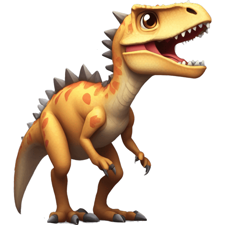 Raptor like dinosaur with Spikes that glow all over its body and It has horns emoji