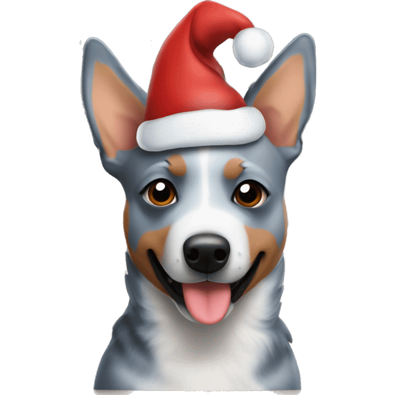 Blue Heeler wearing a Christmas hat  emoji