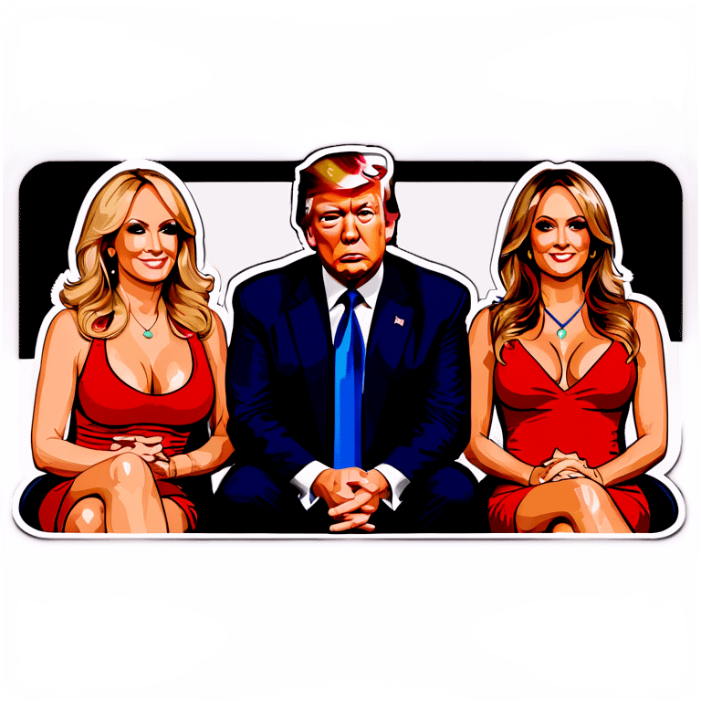 Four people, Trump, Stormy Daniels, Musk, and Bezos, side-by-side, sit emoji