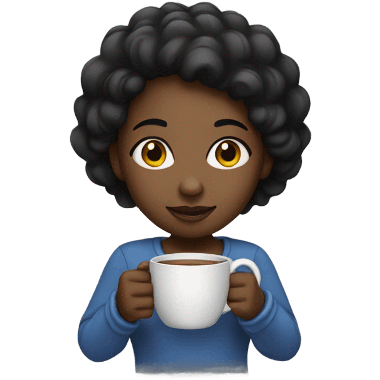 Black girl with mug emoji