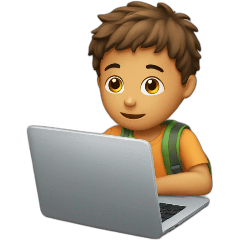 Boy with laptop study emoji