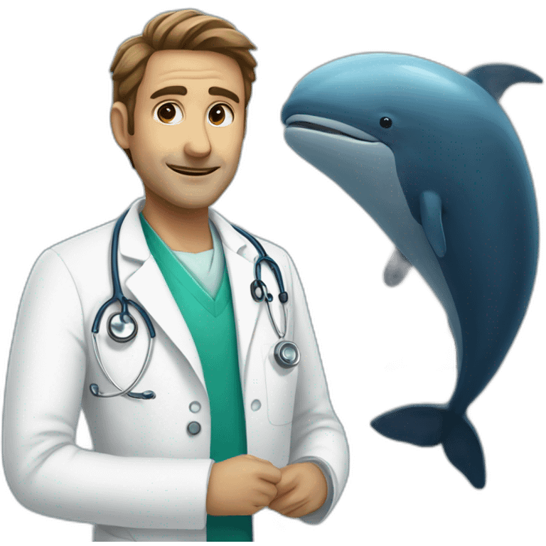 A doctor with the head of a whale emoji