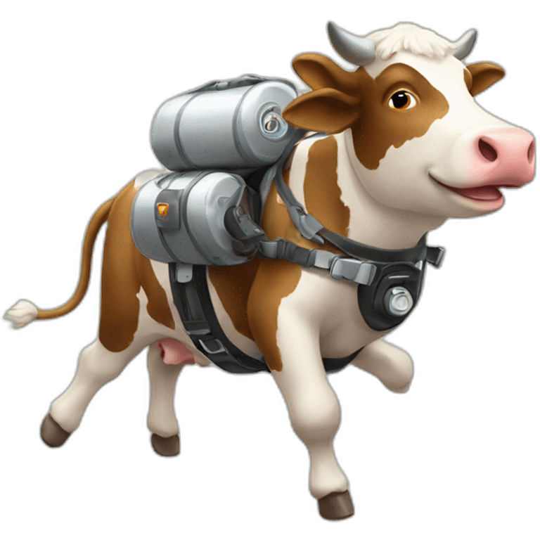 Cow with a jet pack emoji