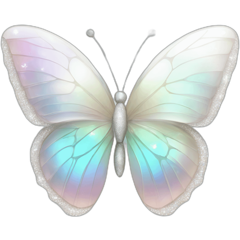 Sparkly glossy Pastel white iridescent glass crystal butterfly emoji