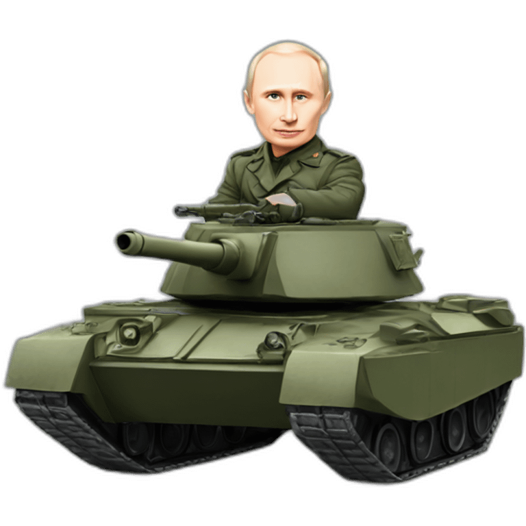 Miniature putin rides a tank emoji