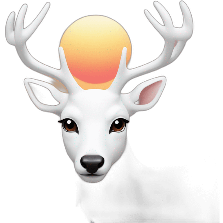 White deer front of sunset emoji